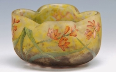 bowl, Daum Nancy, around 1900, quatrefoil shape,...