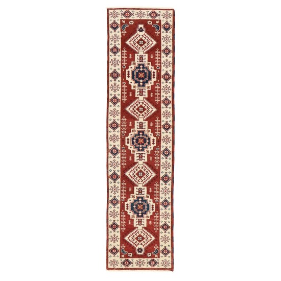 2'7 x 9'11 Hand-Knotted Indo-Caucasian Kazak Carpet Runner, 2010s