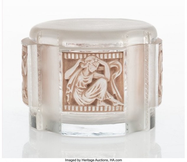 27109: A Lalique Hélène Frosted Glass Box