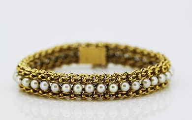 Antique 18k Gold - and freshwater pearl bracelet