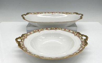 2pc Limoges Vignaud Porcelain Serveware, Side Dishes