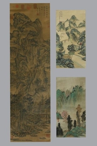 3 Chinese Landscape Hanging Scrolls
