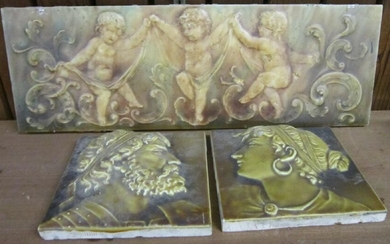 3 Vintage Figural Ceramic Tiles