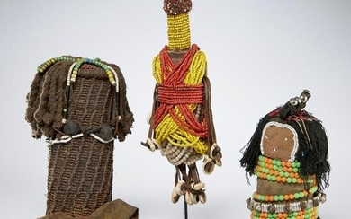 (3) West African beaded figures, ex Wright