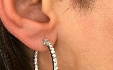 3 cts Inside Out Round Diamond Hoop Earrings in 18k