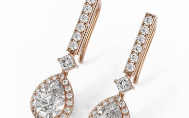 3 ctw Pear Cut Diamond Designer Earrings 18K Rose Gold
