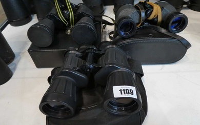 3 pairs of binoculars, 1 by Miranda (7x50), 1 by...