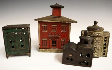 4 Cast Iron Penny Banks