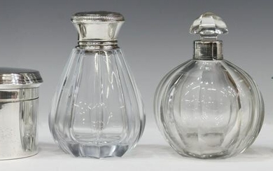 (4) FRENCH STERLING BOX, CUP & MOUNTED BOTTLES