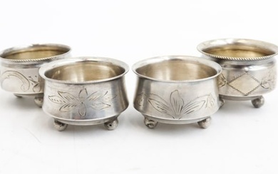 4 Russian 84 Silver Footed Salt Cellars