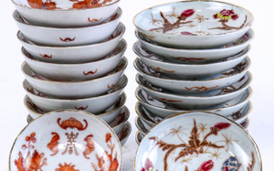Sets of Chinese Sauce Dishes, Flowers, Bats