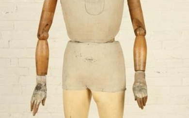 ADJUSTABLE FRENCH WOOD CANVAS MANNEQUIN C.1880