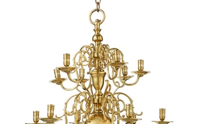 A DUTCH BAROQUE BRASS TWELVE-LIGHT CHANDELIER, LATE 17TH CENTURY AND LATER