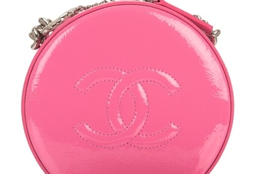 Chanel Pink "Round As Earth" Bag of Patent Leather with Silver Tone Hardware