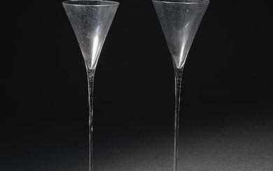 A pair of Netherlands façon de Venise toasting glasses, 17th century