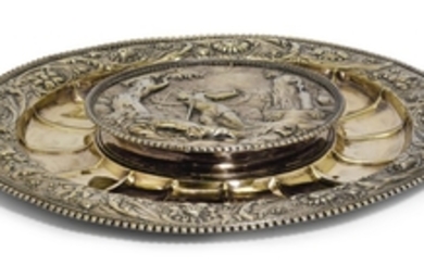 A Continental silver-gilt dish, unmarked, probably Dutch, 17th century and circa 1800