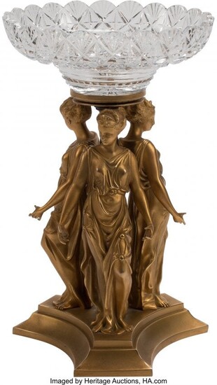 61300: A French Gilt Bronze and Cut-Glass Figural Compo