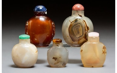 78009: A Group of Five Chinese Hardstone Snuff Bottles