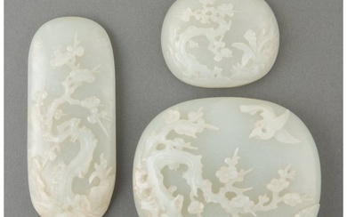 78009: A Group of Three Chinese Carved Jade Plaques fro