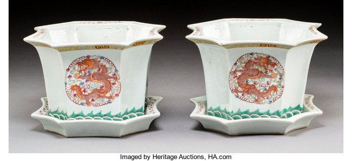 78200: A Pair of Chinese Enameled Porcelain Phoenix and