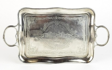 84 Silver Hand Engraved Handled Tray