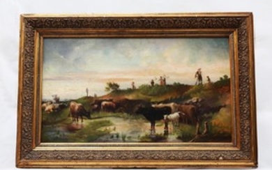 19TH CENTURY, STILL OIL PAINTING WITH OLD WOOD