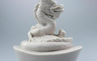 Antique Chinese porcelain Dragon on Ingot Figure