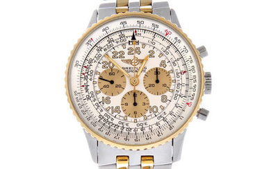 BREITLING - a gentleman's bi-metal Navitimer Cosmonaute chronograph bracelet watch.