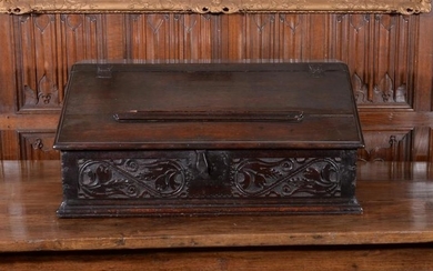 A Charles II oak desk box