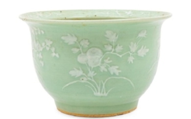 A Chinese Celadon Glazed Porcelain Cache Pot