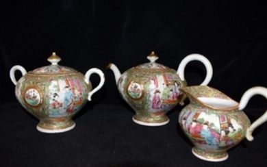 Chinese Export Rose Medallion Porcelain Tea Set