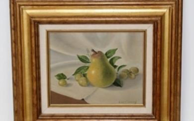Eda V Leachy oil on canvas fruit still life