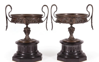 Empire-Style Bronze and Marble Tazzas