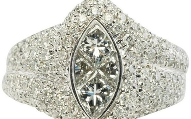 Engagement Natural Diamond Ring Invisible Set 14K White