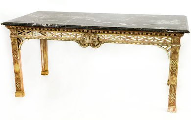 A Chippendale-style giltwood console table