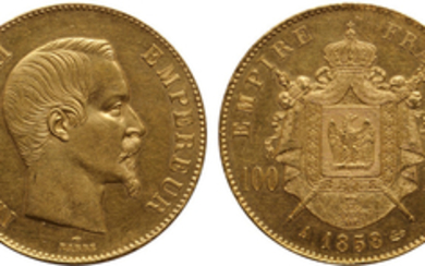 France, Napoleon III, Gold 100 Francs, 1858-A, MS61 PCGS