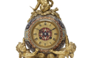 A FRENCH ORMOLU AND CHAMPLEVÉ ENAMEL CLOCK, BY SUSSE FRÈRES, PARIS, LATE 19TH CENTURY