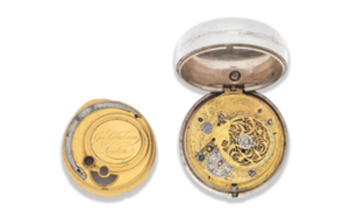 George Graham, London. A later cased silver key wind open face pair case pocket watch
