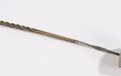 Georgian silver toddy ladle, the bowl inset with a coin