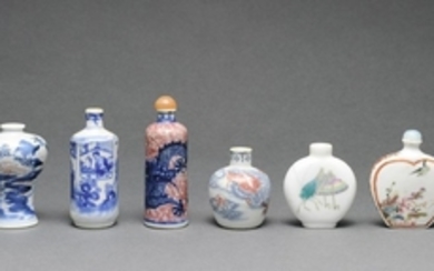 Group of 6 Chinese Porcelain Snuff Bottles