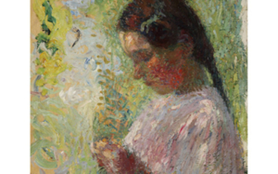 HENRI MARTIN (18601943) Jeune fille la tresse Oil on canvas;...