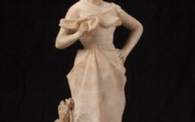 Italian Carved Alabaster Figure of a Maiden
