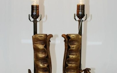 Pair of Italian giltwood fragment lamps