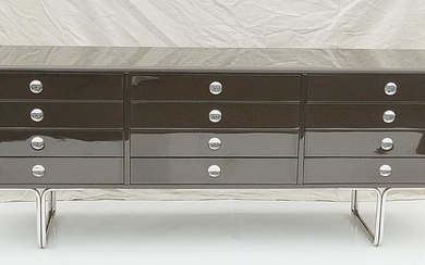 ITALIAN TECHNO STYLE LACQUER SIDEBOARD WITH CHROME BASE