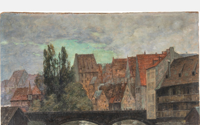 Leopold Widliczka (Widlicka), (Austrian-American, 1870-1940) - European Cityscape with Bridge