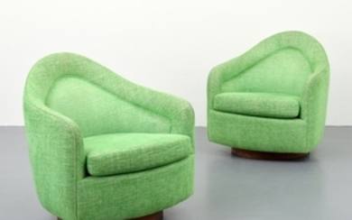 Milo Baughman; Thayer Coggin, Inc. - Pair of Milo Baughman Swivel Lounge Chairs
