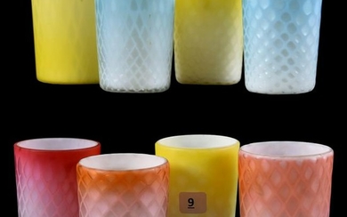 (8) Mother of Pearl Satin Art Glass Tumblers