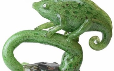 Murano glass Sculpture sommersa " Chameleon " Signed