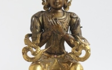 A Partly Gilt Figure of Maitreya, China 19th Century.