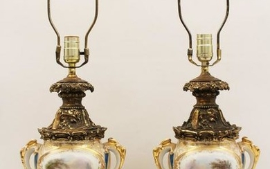 PR. OF 19TH C. OLD PARIS PORCELAIN VASES, AS LAMPS